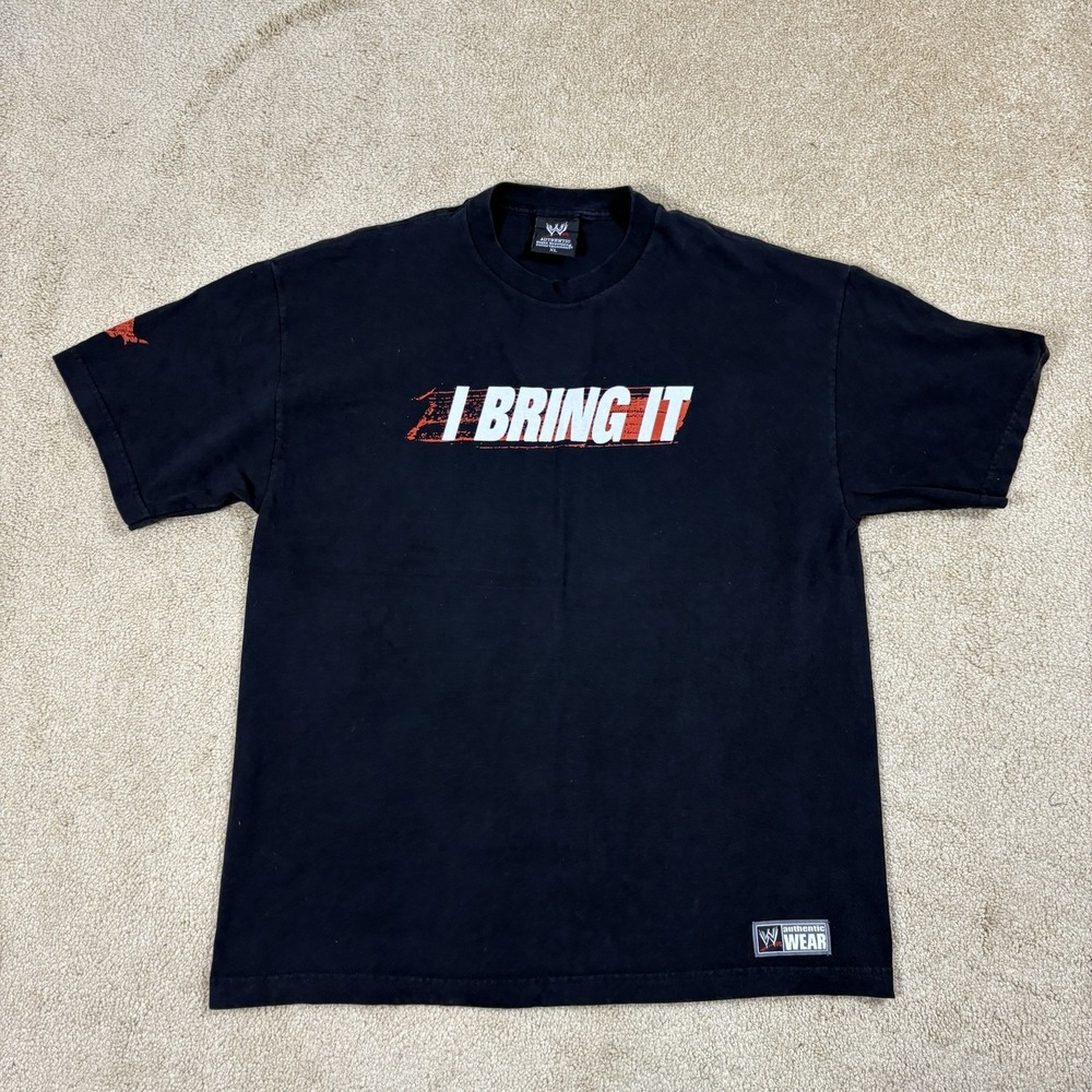 VINTAGE Y2K WWE Dwayne The Rock Johnson "I Bring It" Wrestling T-Shirt Men's XL